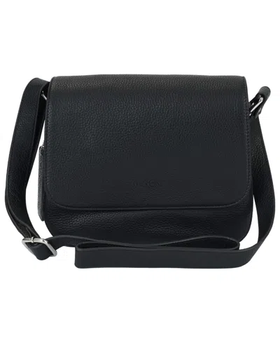 Mancini Pebble Alison Leather Crossbody Handbag In Black