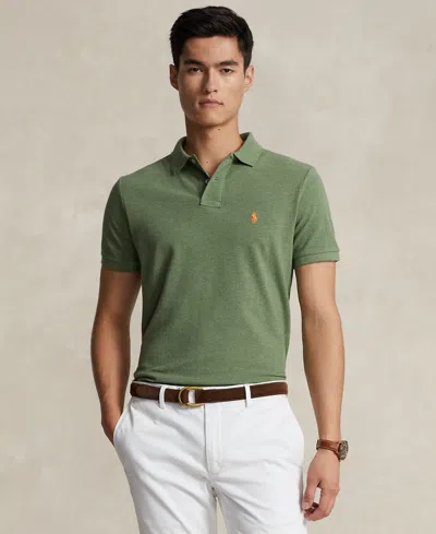 Polo Ralph Lauren Cotton Mesh Classic Fit Polo Shirt In Cargo Green Heather