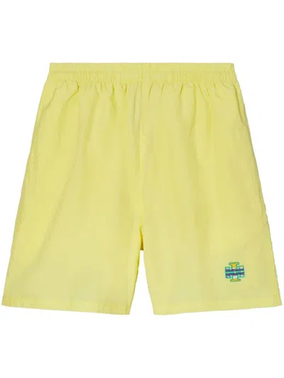 Tory Burch Logo-embroidered Shorts In Yellow