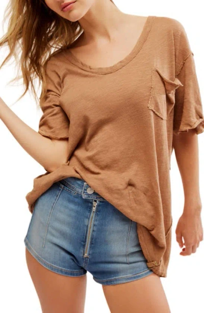 Free People All I Need Linen & Cotton T-shirt In Toasted Coconut