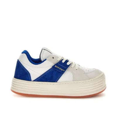 Palm Angels Leather Logo Trainers In Blue