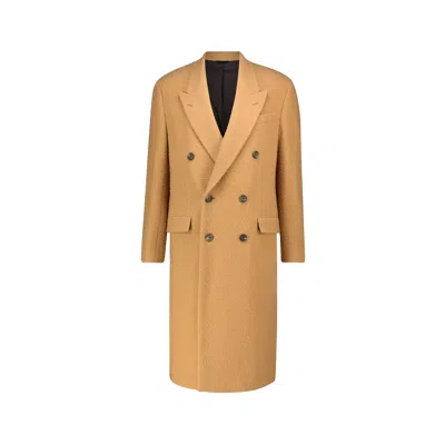 Fendi Wool Long Coat In Brown