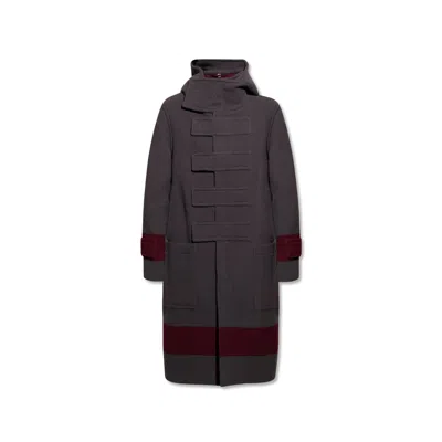 Burberry Wool Hooded Coat In Gray