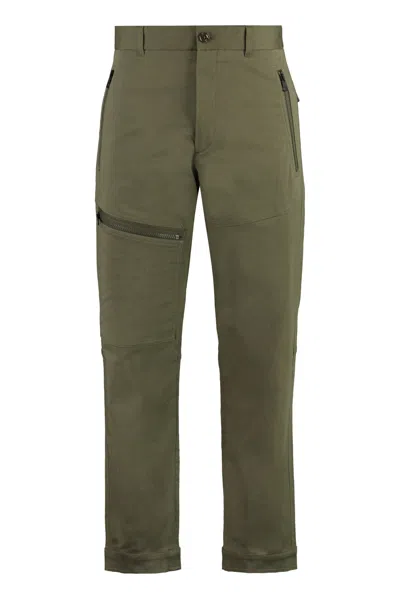 Moncler Multi-pocket Cotton Trousers In Verde