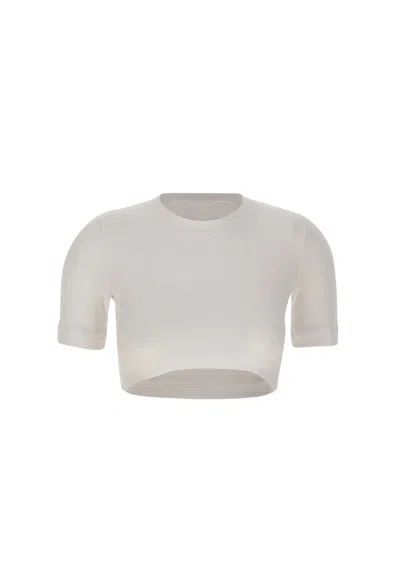 Palm Angels Fitted Ribbed Tee Cotton T-shirt In White