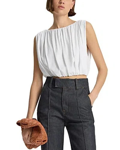 A.l.c Nell Sleeveless Blouson Crop Top In White