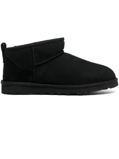 Ugg Classic Ultra Mini Suede Ankle Boots In Black