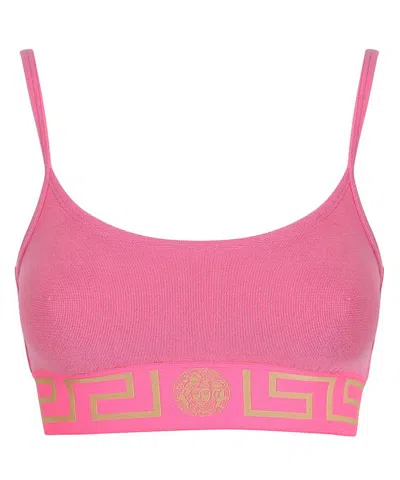 Versace Bandeau Bikini Top In Fuchsia