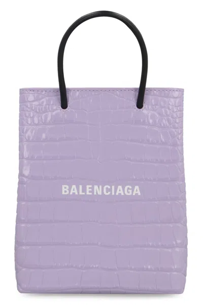 Balenciaga Croco-print Leather Bag In Lilac