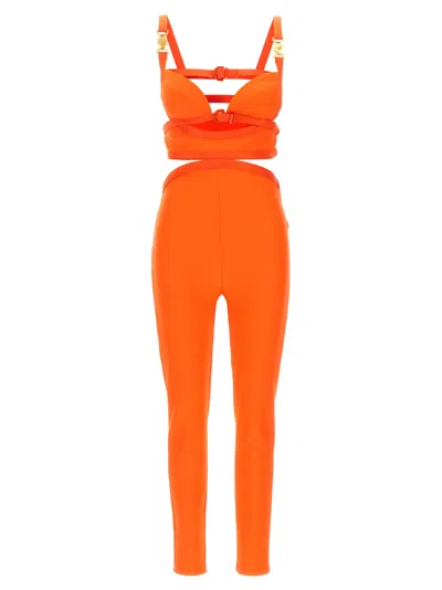 Versace La Vacanza Capsule Medusa 95 Jumpsuit In Orange