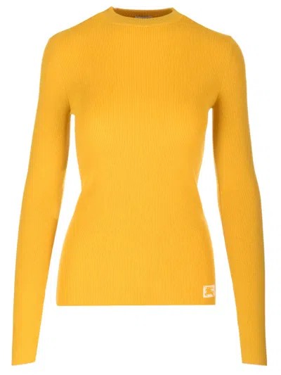Burberry Ribbed Wool Sweater In Yellow