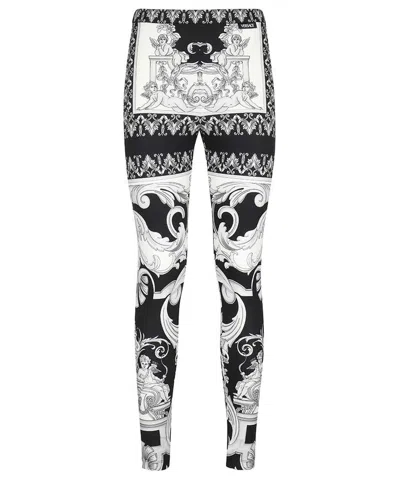 Versace Printed Leggings In Black