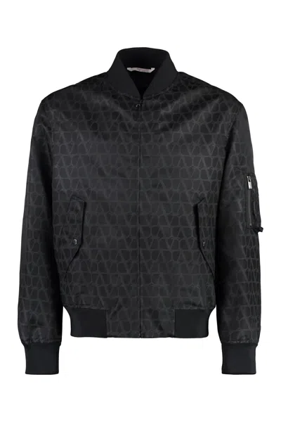 Valentino Nylon Bomber Jacket In Black