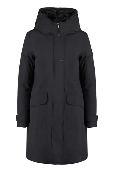 Woolrich Military Technical Fabric Parka With Internal Removable Down Jacket In Black