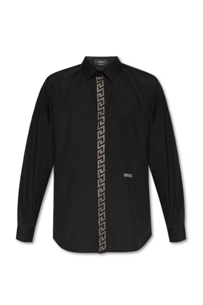Versace Logo Detailed Embellished Shirt In Default Title