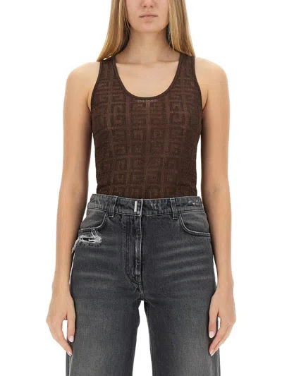 Givenchy 4g Jacquard Tank Top In Marrone