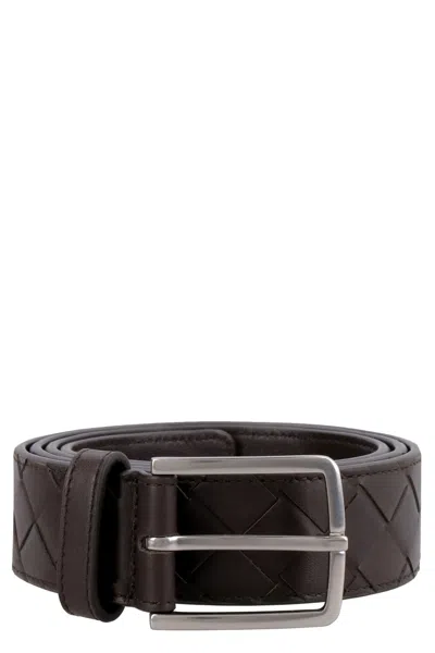 Bottega Veneta Intrecciato Belt In Brown