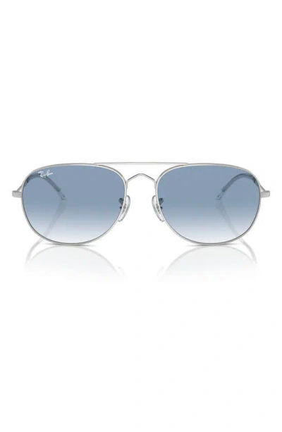 Ray Ban Bain Bridge Sunglasses Silver Frame Blue Lenses 57-17