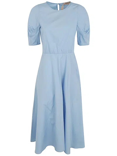 N°21 Short Sleeve Midi Dress In Blue