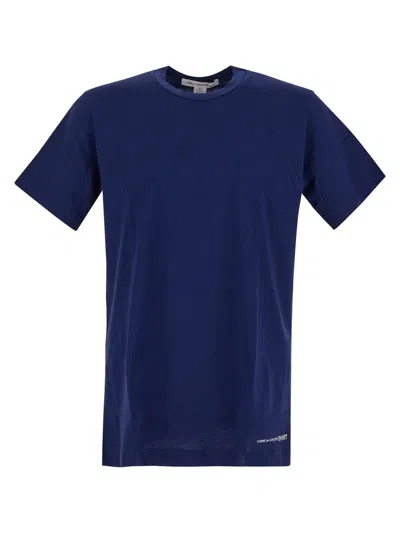 Comme Des Garçons Shirt Logo-printed Cotton T-shirt In Blue