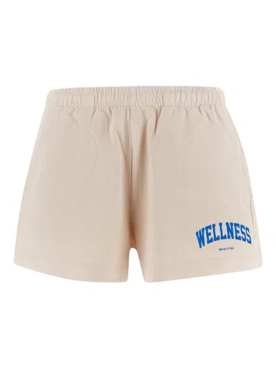 Sporty And Rich Wellness Ivy Printed Cotton-jersey Shorts In Cream