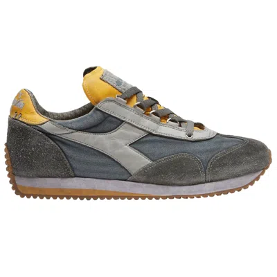 Pre-owned Diadora Heritage Shoes Equipe H Dirty Stone Wash Evo Trainers Leather Bering In Bering Sea