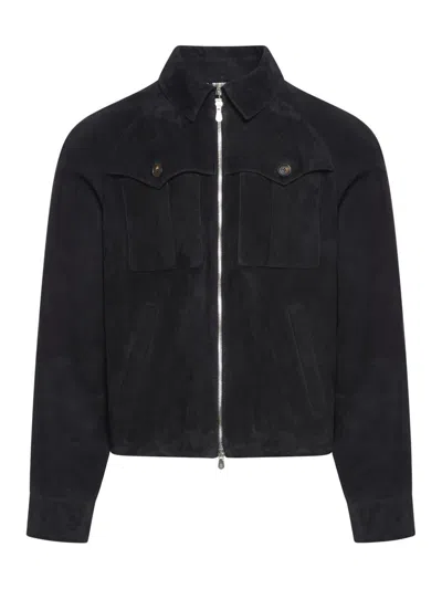 Brunello Cucinelli Leather Jacket In Black