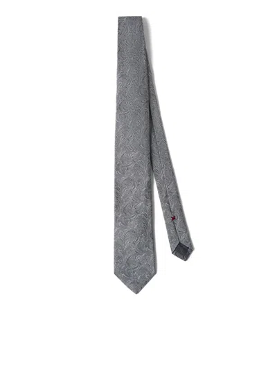 Brunello Cucinelli Paisley-jacquard Silk Tie In Grey