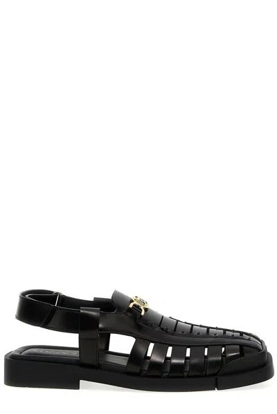 Versace Medusa '95 Caged Leather Sandals In Black