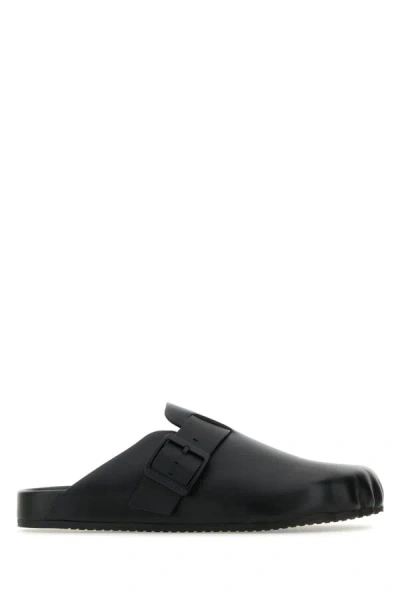 Balenciaga Sunday Leather Slippers In Black