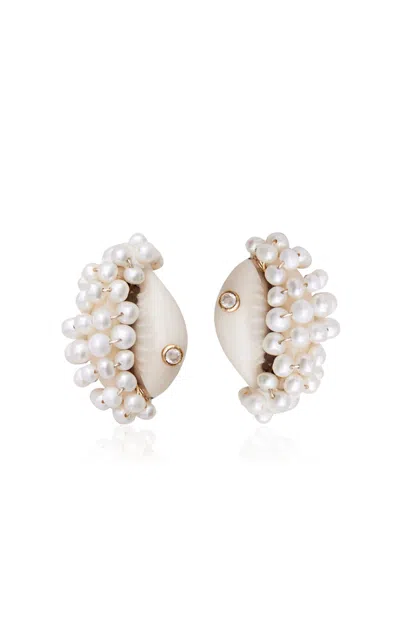 Eliou Women's Congo 14k & 18k Gold-plated, Cowrie Shell, Freshwater Pearl & Cubic Zirconia Stud Earrings