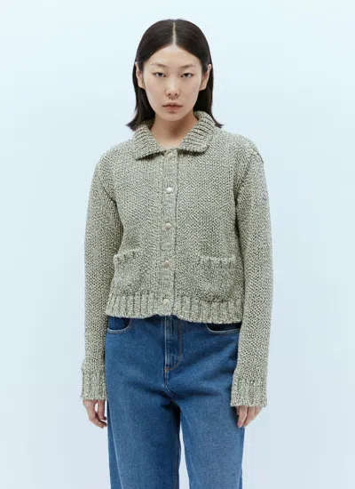 Moncler Marled Knit Cardigan In Green