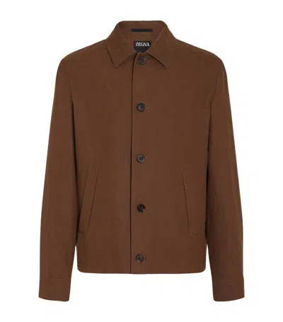 Zegna Oasi Lino Chore Jacket In Brown