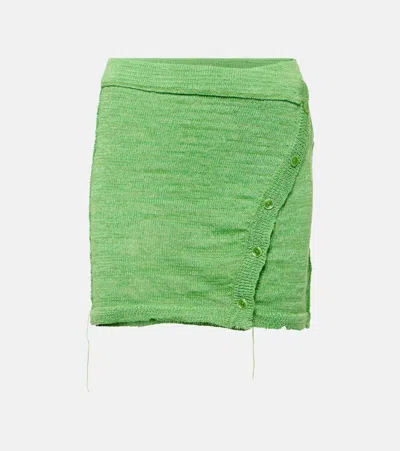 Acne Studios Linen-blend Miniskirt In Green