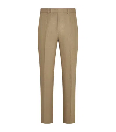 Zegna Linen Trousers In Green
