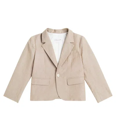 Bonpoint Kids' Aristide Linen And Cotton Blazer In Neutral