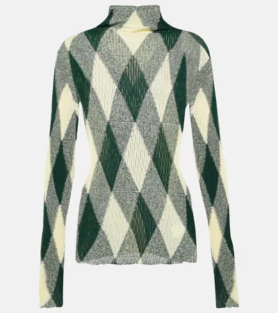 Burberry Argyle Cotton And Silk Sweater In Green
