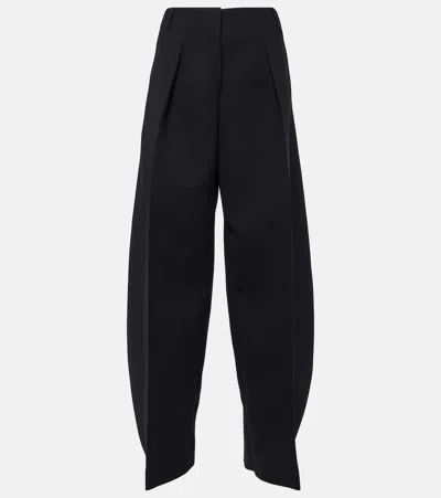 Jacquemus Le Trouseralon Ovalo Pleated Wide-leg Trousers In Black