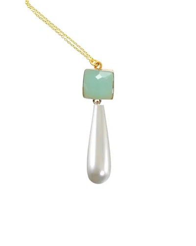 Liv Oliver 18k 17.50 Ct. Tw. Chalcedony & 10-30mm Pearl Necklace In Gold