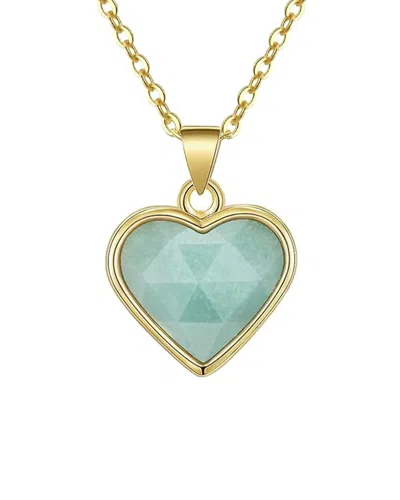 Liv Oliver 18k 18.75 Ct. Tw. Amazonite Heart Necklace In Blue