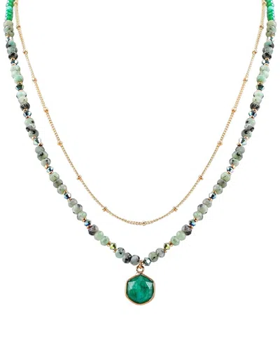 Liv Oliver 18k 22.50 Ct. Tw. Gemstone Layer Necklace In Gold