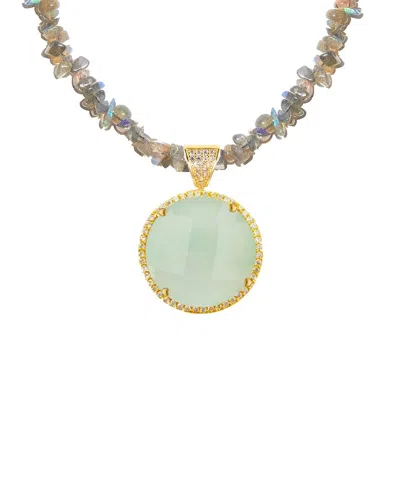 Liv Oliver 18k 24.75 Ct. Tw. Gemstone Cz Drop Necklace In Multi
