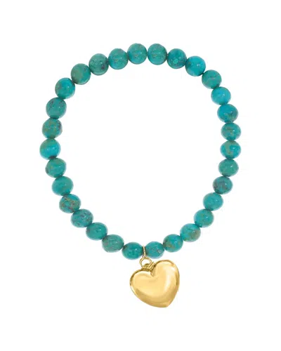 Liv Oliver 18k 46.00 Ct. Tw. Turquoise Heart Charm Bracelet In Blue