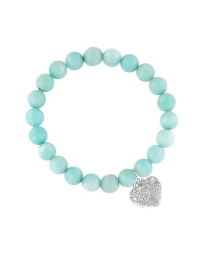 Liv Oliver Silver 46.00 Ct. Tw. Amazonite Cz Love Charm Bracelet In Blue