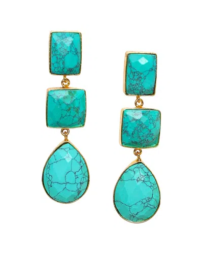 Liv Oliver 18k 65.00 Ct. Tw. Turquoise Drop Earrings In Gray
