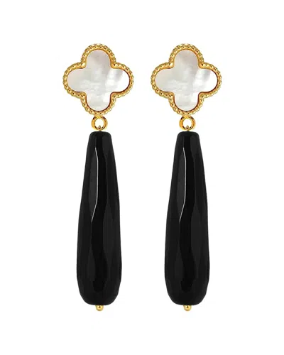 Liv Oliver 18k 62.75 Ct. Tw. Onyx & Pearl Drop Earrings In Gold