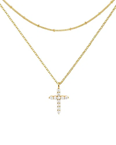 Liv Oliver 18k Cz Cross Necklace In Gold