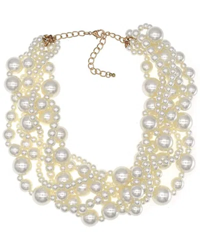 Liv Oliver 18k Plated 6-15mm Pearl Statement Twist Necklace In Gold