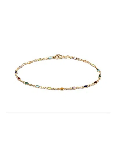 Liv Oliver 18k Plated Gemstone Cz Bracelet In Gold