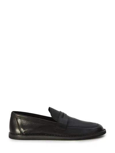 The Row Cary Leather Loafers In Black